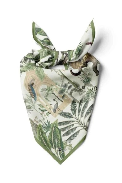 %100 İPEK FİL DESENLİ KADIN BANDANA 50X50 ürün görseli