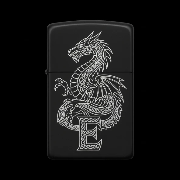 Zippo Ejderha Figürlü E Harfli Tasarım - V61 ürün görseli