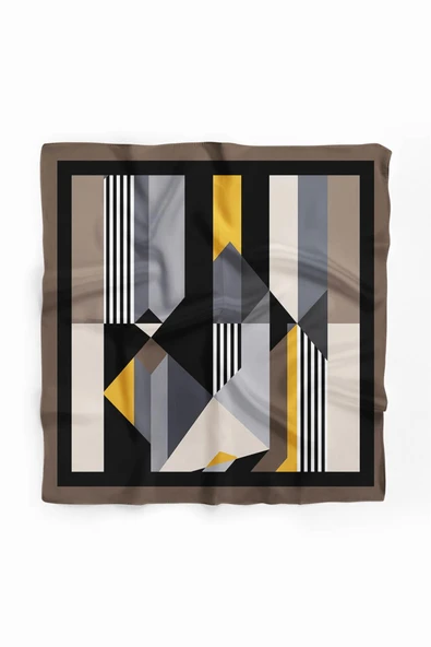 G42 Kadın Gri Geometrik Desenli 50x50 Bandana DG01526-22 ürün görseli