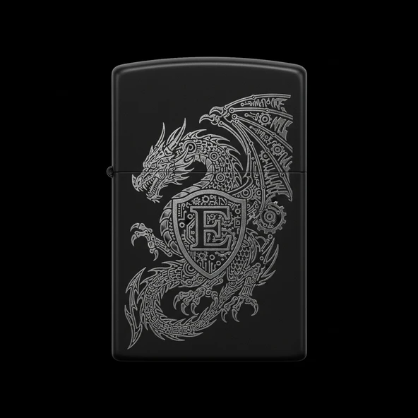 Zippo Ejderha Figürlü E Harfli Tasarım - V33 ürün görseli