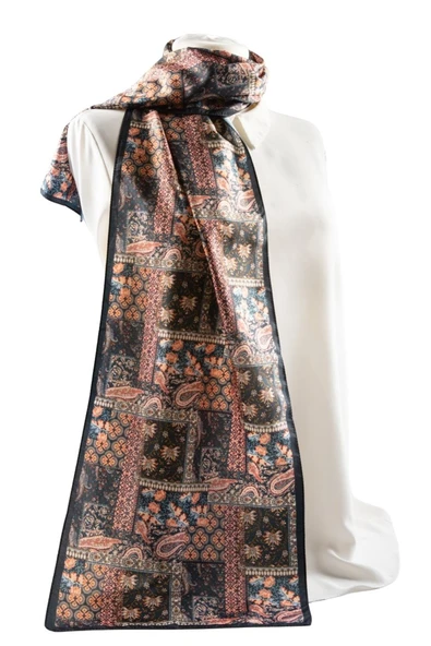 Z41 Modabutik Şal Desenli Mavi Somon Renkli Fular ürün görseli