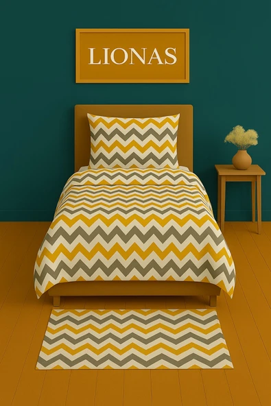 StellaFlavo Tek Kişilik Desenli Nevresim + 1 Adet Kapaklı Yastık Kılıfı ürün görseli 1