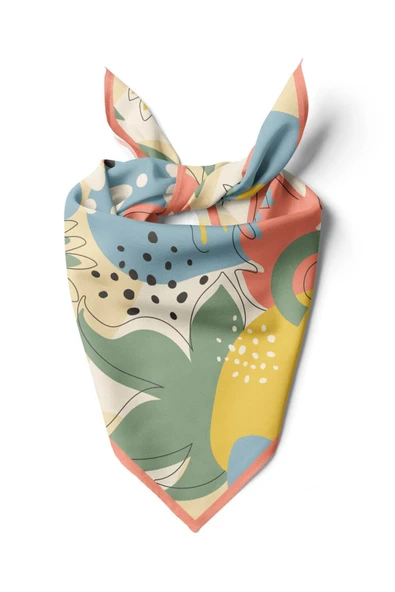 %100 İpek Geometrik Desenli Kadın Bandana ürün görseli