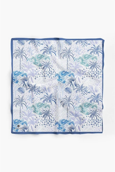 100% Silk Headscarf for Women - 22"x 22" inch Hair Scarf Tree Pattern Silk Headscarf Bandanas Square Silk 60370 - Resim 2