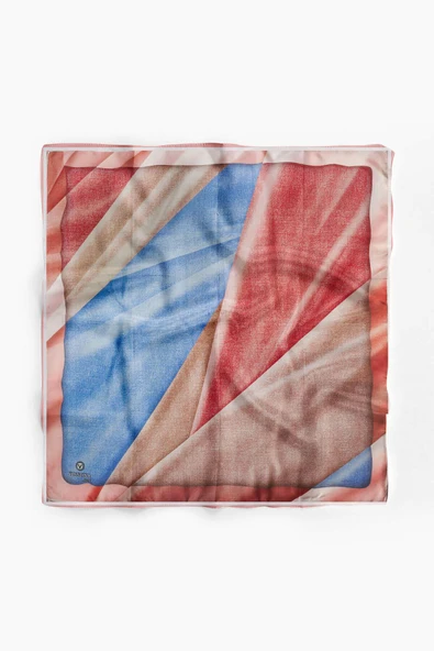 %100 İpek Kadın Desenli Bandana 80x80 - Resim 2