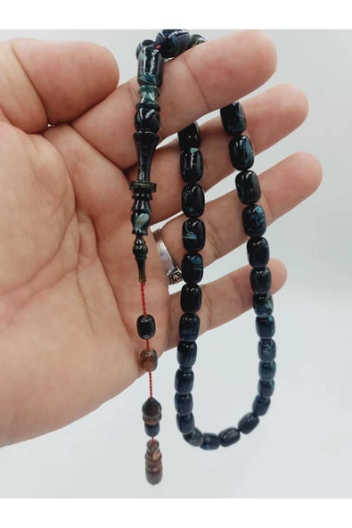 Katalin Karışık Renkli Halkalı İmame Özel İşçilik Sistemli Tespih (AHŞAP KUTULU) - Resim 4