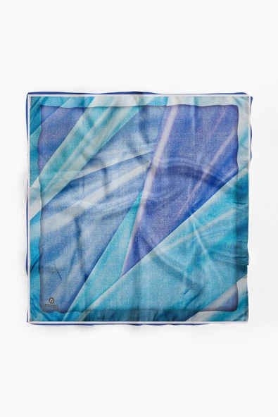 %100 İpek Kadın Desenli Bandana 80x80 - Resim 2
