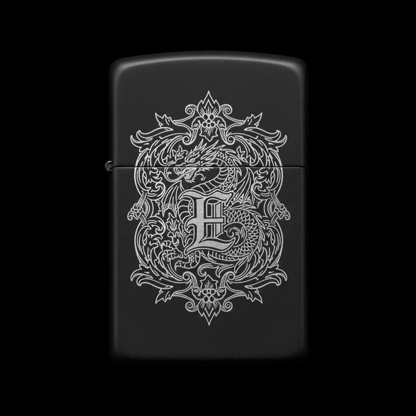 Zippo Ejderha Figürlü E Harfli Tasarım - V73 ürün görseli