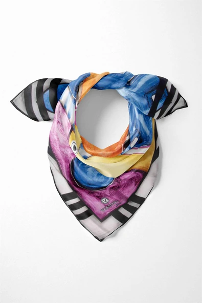 %100 İpek Kadın Desenli Bandana 80x80 ürün görseli