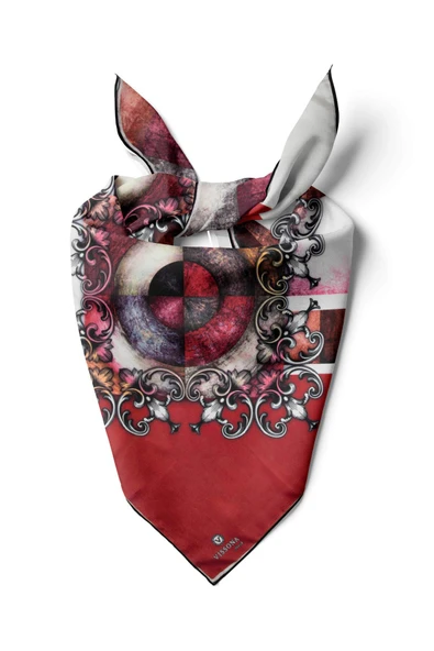 %100 İpek Kadın Desenli Bandana 80x80 ürün görseli