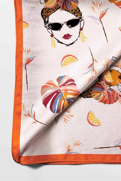 100% Silk Headscarf for Women - 22"x 22" inch Hair Scarf Women Pattern Silk Headscarf Bandanas Square Silk 60368 - Resim 6