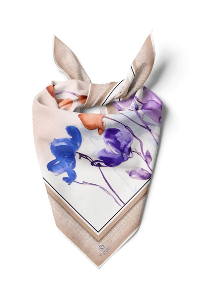 %100 İpek Kadın Desenli Bandana 80x80 ürün görseli