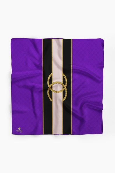 %100 İpek Kadın Desenli Bandana 80x80 - Resim 2