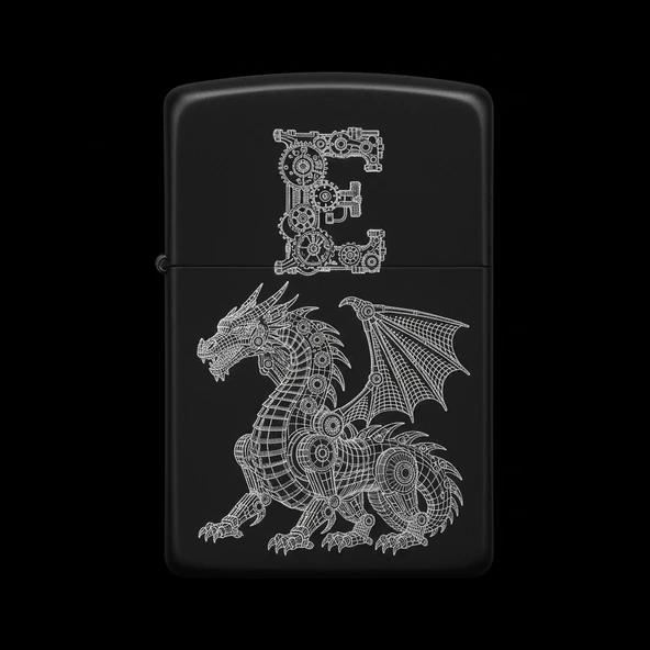 Zippo Ejderha Figürlü E Harfli Tasarım - V82 ürün görseli 1