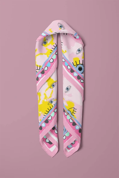 V59 EYES PİNK BATİK TASARIM BANDANA - Resim 3