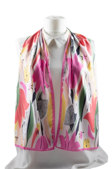 I108 Modabutik Çiçek Desenli Kadın Fular - Resim 5