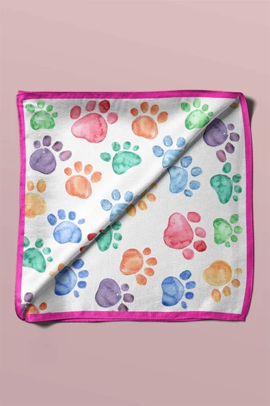 100% Silk Headscarf for Women - 22"x 22" inch Hair Scarf Cat Paw Pattern Silk Headscarf Bandanas Square Silk 60361 - Resim 6