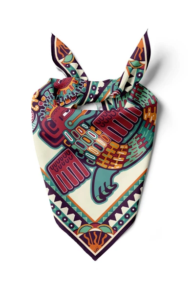 Vissona Etnik Desenli İpek Bandana ürün görseli 1