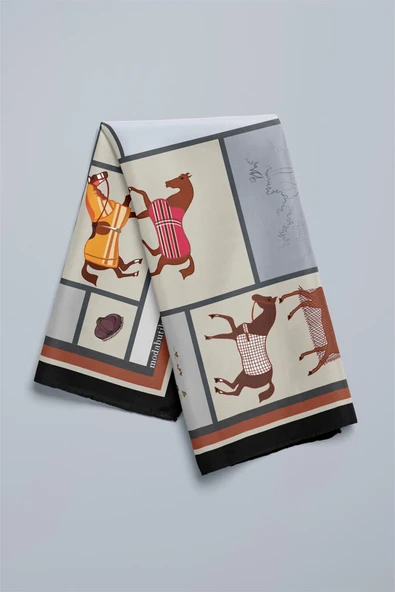Y53 MODERN HORSE TASARIMLI BANDANA DG12084 - Resim 3