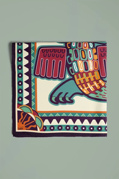 Vissona Etnik Desenli İpek Bandana - Resim 5