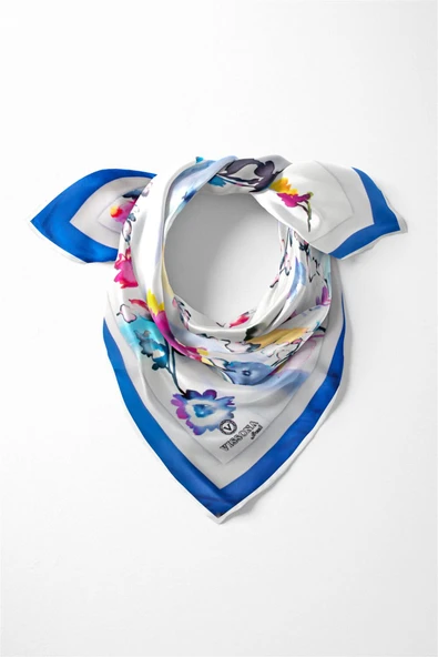 %100 İpek Kadın Desenli Bandana 80x80 ürün görseli