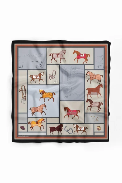 Y53 MODERN HORSE TASARIMLI BANDANA DG12084 - Resim 2