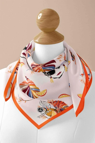 100% Silk Headscarf for Women - 22"x 22" inch Hair Scarf Women Pattern Silk Headscarf Bandanas Square Silk 60368 - Resim 3