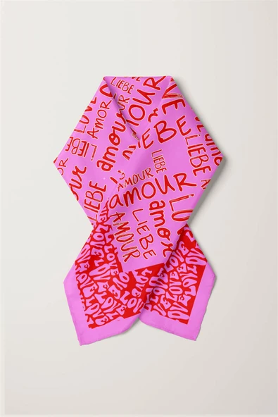 Vissona Amour Desenli İpek Bandana - Resim 4