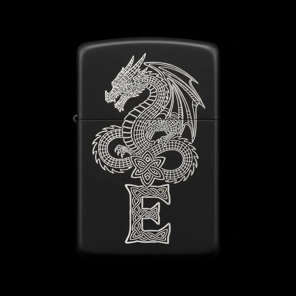 Zippo Ejderha Figürlü E Harfli Tasarım - V74 ürün görseli