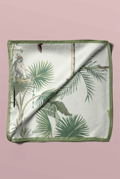 %100 İPEK FİL DESENLİ KADIN BANDANA 50X50 - Resim 5