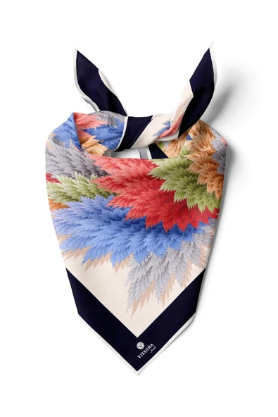 %100 İpek Kadın Desenli Bandana 80x80 ürün görseli 1