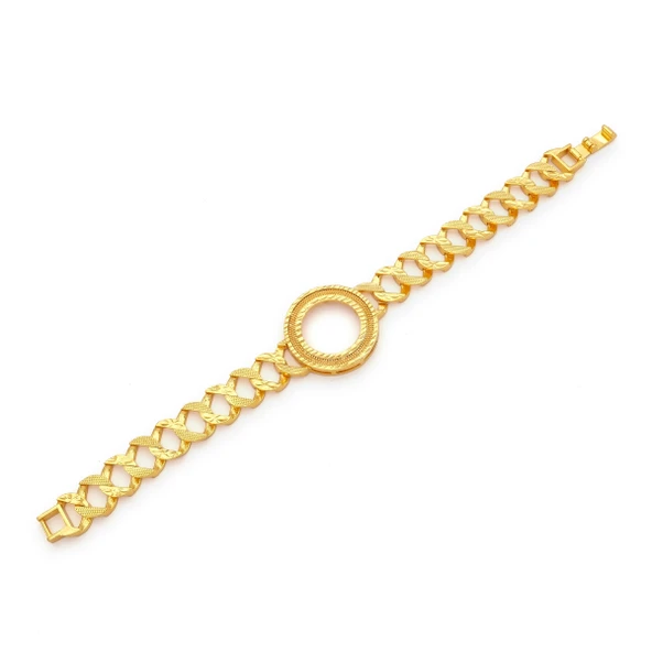 Altın Kaplama İmitasyon Desenli Çeyrek Çerçeveli Zincir Bileklik BLK-1212 ürün görseli