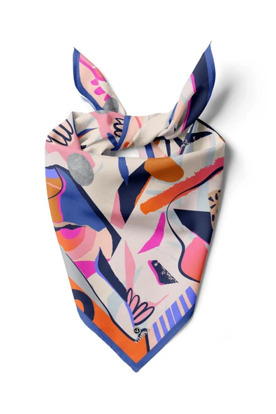 Saten İpek Geometrik Desenli Kadın Bandana ürün görseli