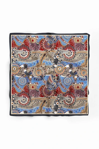 Vissona Etnik Desenli İpek Bandana - Resim 2