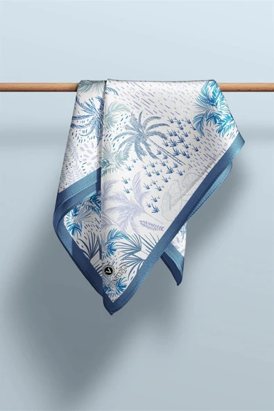 100% Silk Headscarf for Women - 22"x 22" inch Hair Scarf Tree Pattern Silk Headscarf Bandanas Square Silk 60370 - Resim 5