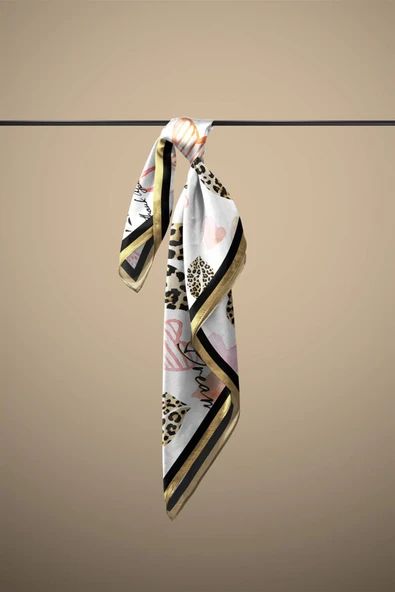 Vissona Dudak Desenli İpek Bandana - Resim 3