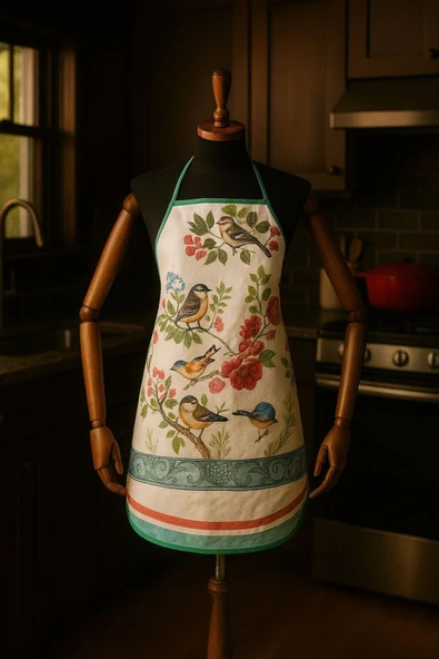 Dijital Baskılı Su Sıvı Geçirmez Leke Tutmaz Mutfak Önlüğü Pambird - Resim 2