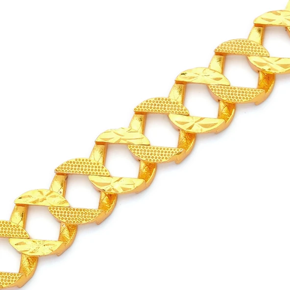 Altın Kaplama İmitasyon Yarım Altınlı  Zincir Bileklik BLK-1214 - Resim 3