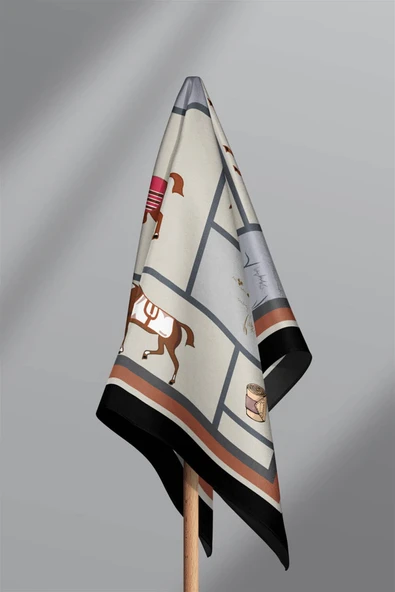 Y53 MODERN HORSE TASARIMLI BANDANA DG12084 - Resim 6