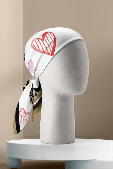 Vissona Dudak Desenli İpek Bandana - Resim 4