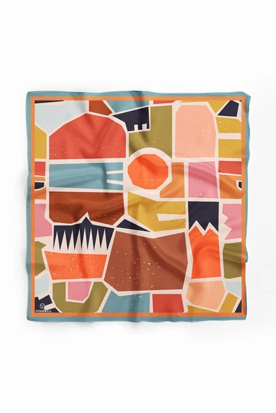 Vissona Geometrik Desenli İpek Bandana - Resim 2