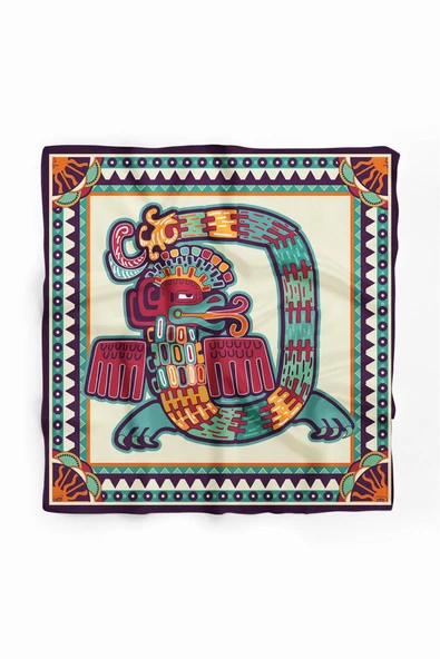 Vissona Etnik Desenli İpek Bandana - Resim 2
