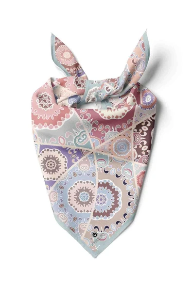 100% Silk Headscarf for Women - 22"x 22" inch Hair Scarf Ethnic Pattern Silk Headscarf Bandanas Square Silk 60355 ürün görseli