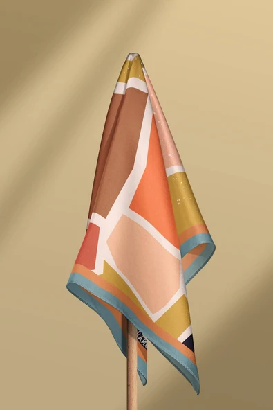 Vissona Geometrik Desenli İpek Bandana - Resim 6