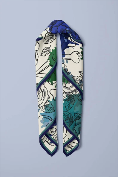 B73 Modabutik Lacivert Kurukafa Bandana - Resim 6