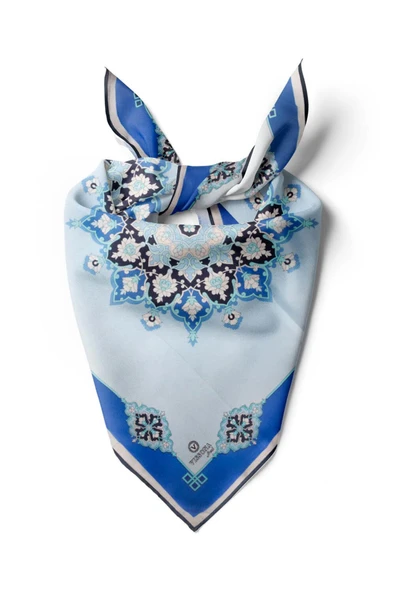 %100 İpek Kadın Desenli Bandana 80x80 ürün görseli 1