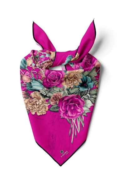 %100 İpek Kadın Desenli Bandana 80x80 ürün görseli
