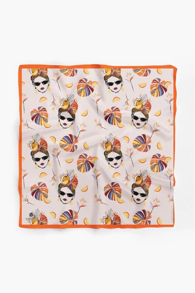 100% Silk Headscarf for Women - 22"x 22" inch Hair Scarf Women Pattern Silk Headscarf Bandanas Square Silk 60368 - Resim 2