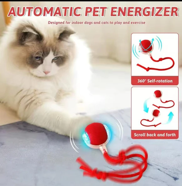 Kedi İpli USB type-C Şarjlı Hareketli Top Oyuncak - Resim 3