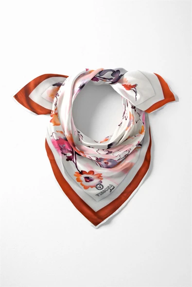 %100 İpek Kadın Desenli Bandana 80x80 ürün görseli